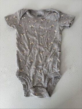 328 - Child of Mine Gray Floral Baby One-Piece